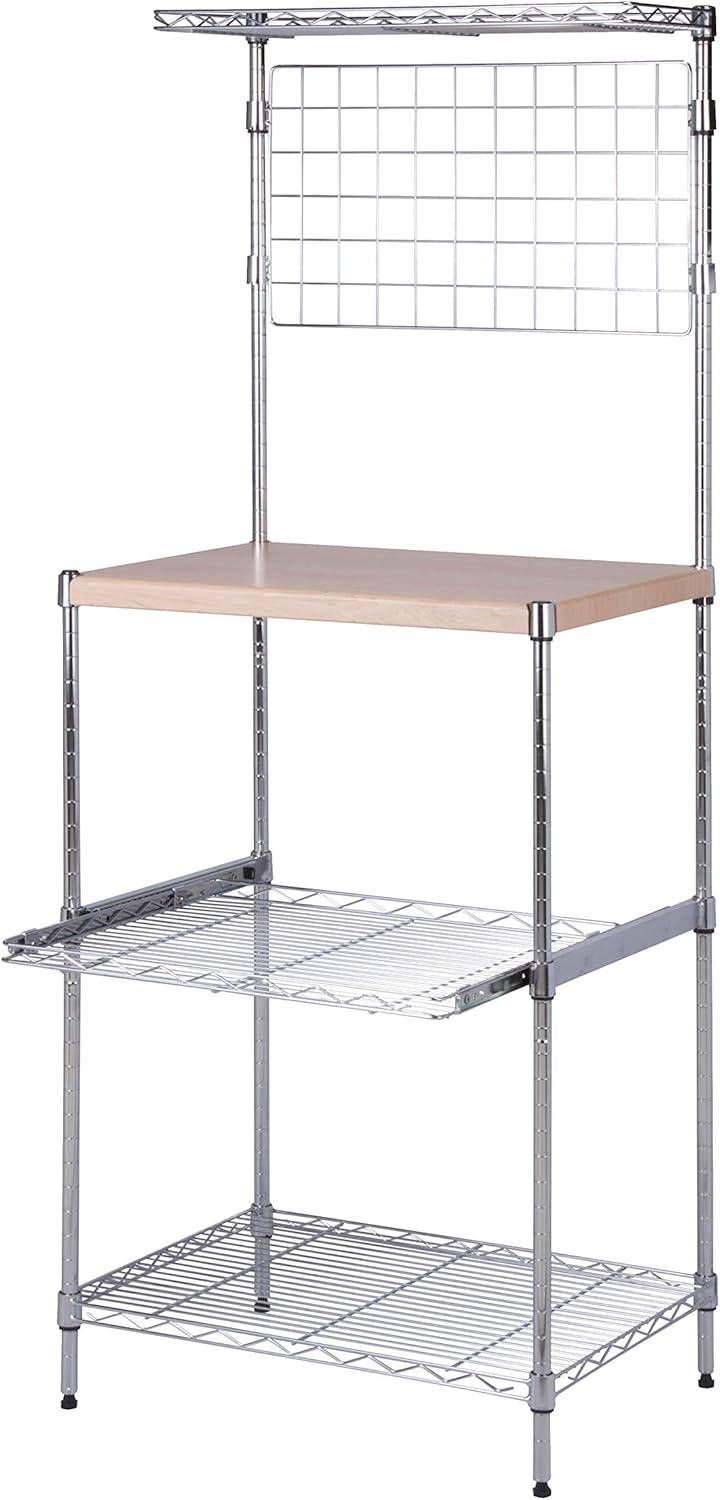 Honey-Can-Do Microwave Shelving Unit with Shelves SHF-09256 Chrome