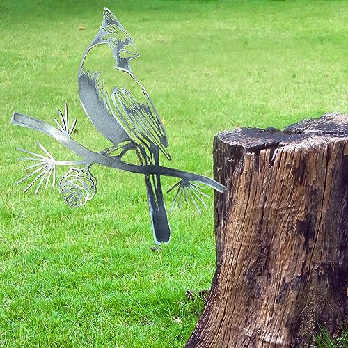Metal Birds Tree Decor Cardinal Statue in Weathering Steel X765244