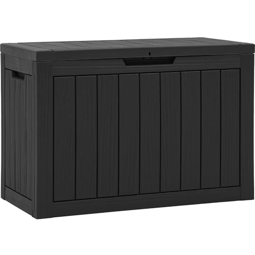 YITAHOME Outdoor Storage Box with Cushion, 120 Gallon, Lockable, Light Brown O374