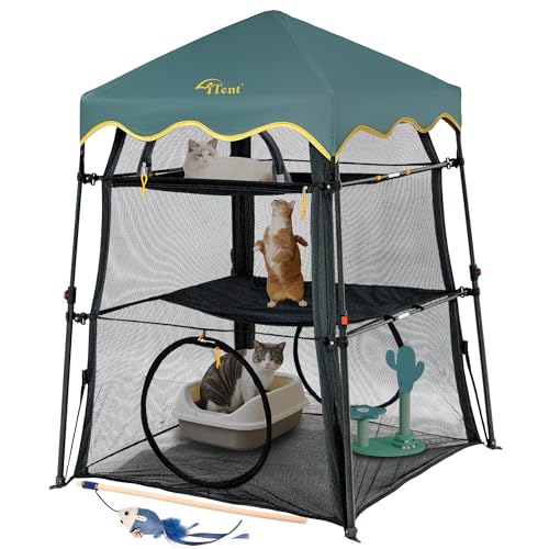 X-Large Catio Outdoor Cat Enclosure and Cat Tower Tent, 3-Tier Portable Foldable, Two Doors Z502328