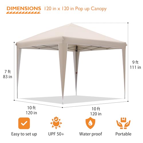 BONTEC 10x10ft Pop Up Canopy Tent, Portable Waterproof Shelter with Roller Bag O2578