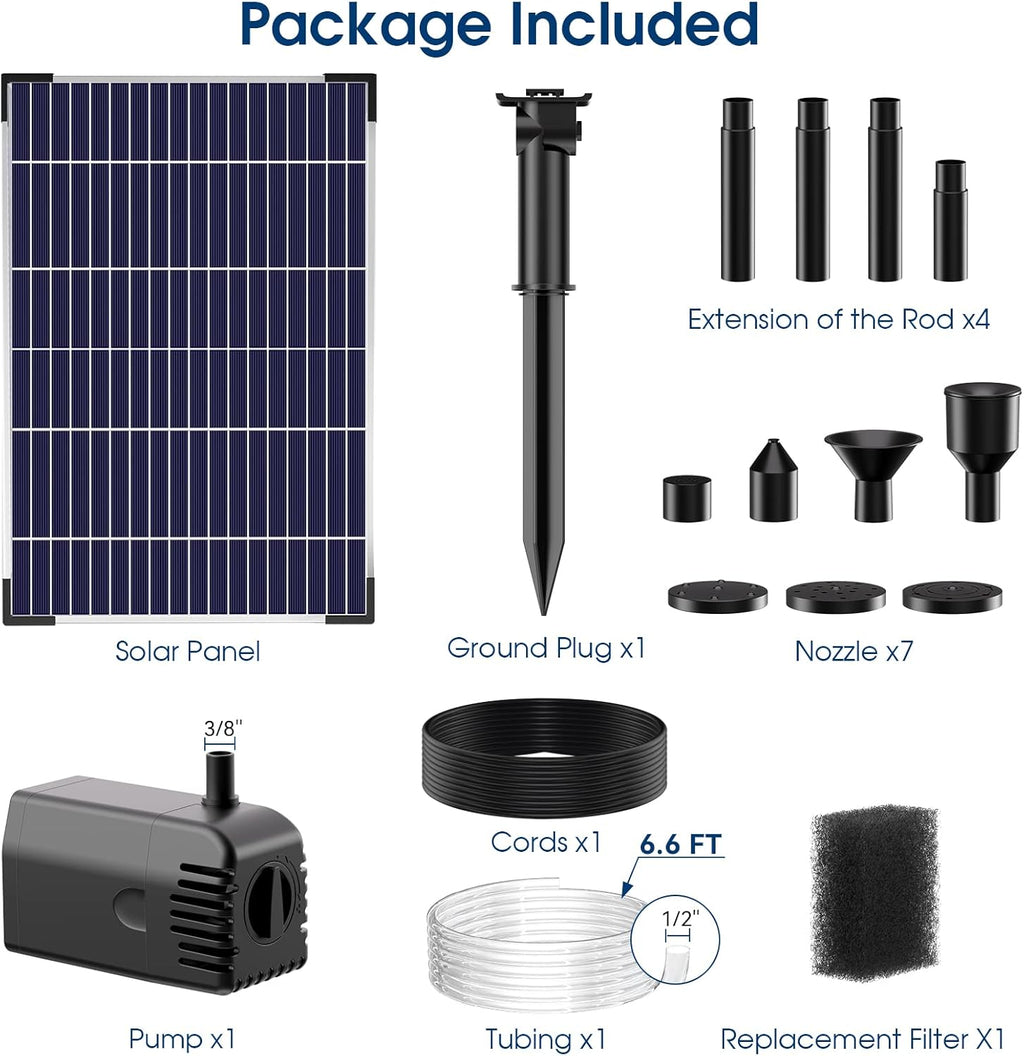 Antfraer Solar Water Pump Outdoor, 12 Watt Fountain Kit, 160GPH Submersible P997