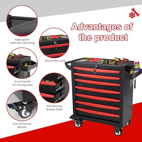 Rolling Tool Chest, Metal Tool Box with 5 Drawers, Lockable Garage Storage Cabinet Q978