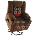 Dual Motor Power Lift Recliner for Elderly, Electric Reclining Chair with Massage and Heat, Single Sofa with USB Ports, Cup Holders, Side Pockets for Living Room Bedroom (Brown)