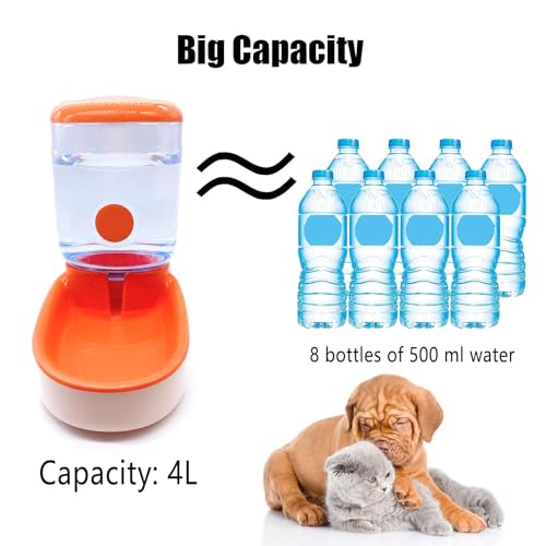 kathson Automatic Cat Water Dispenser 4L Gravity Dog Waterer Grey Y21018