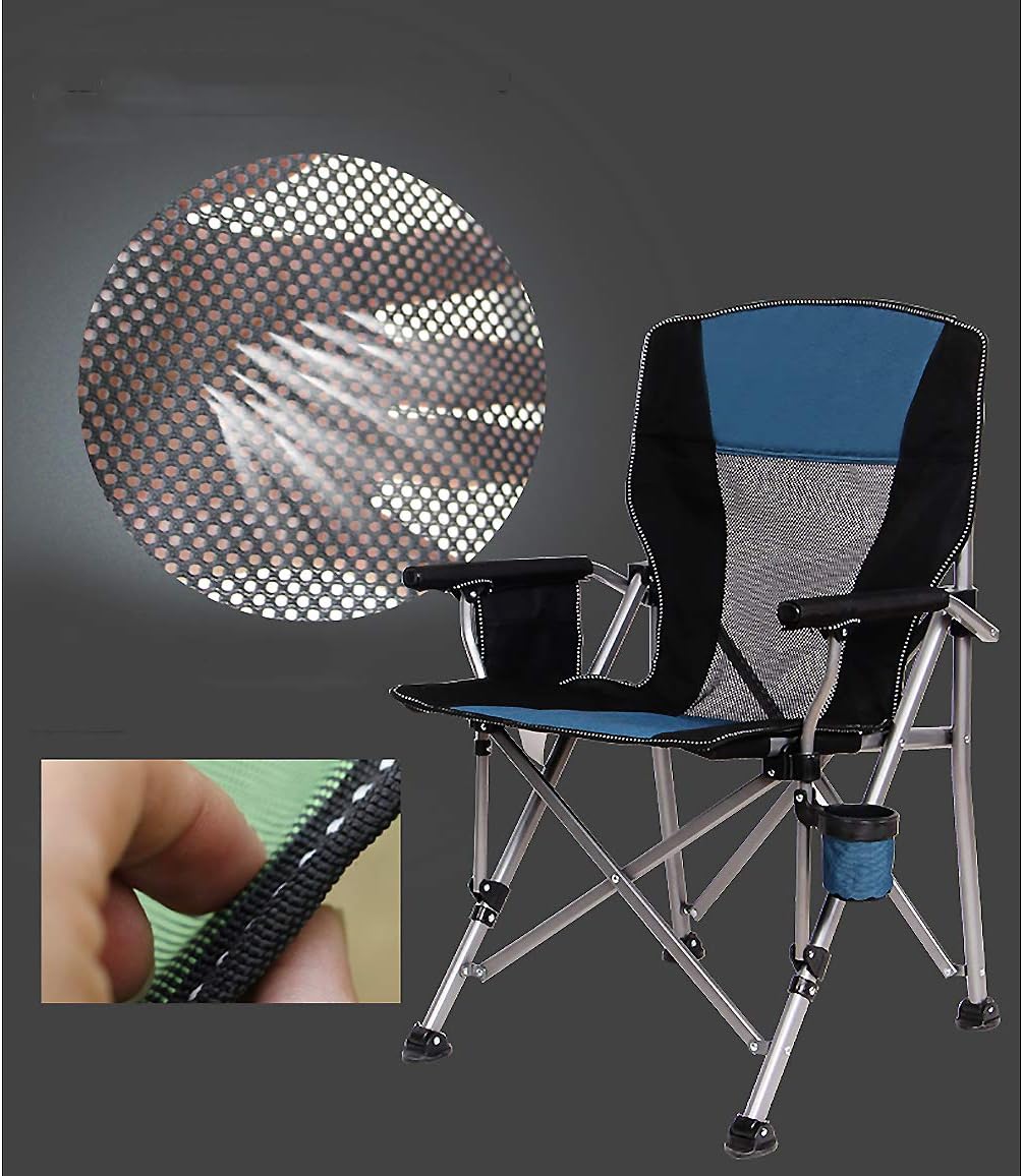 ASDFGH Heavy Duty Oversized Mesh Camping Folding Chair with Cup Holder, Blue J25900