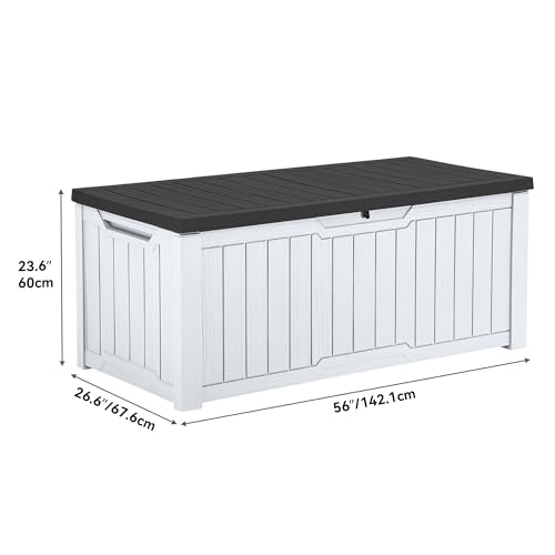 YITAHOME Outdoor Storage Box with Cushion, 120 Gallon, Lockable, Light Brown O374