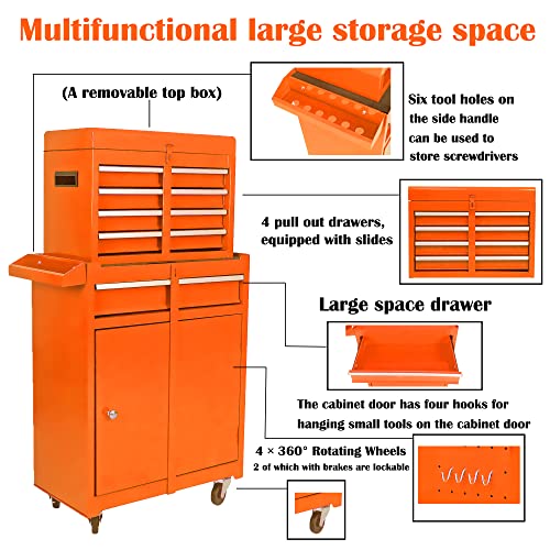 5-Drawer Rolling Tool Cart with Wheels, Black V51953