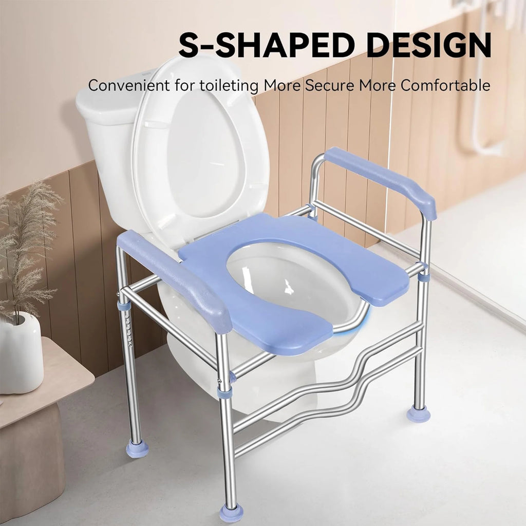 Raised Toilet Seat with Handles and Soft Seat, 400lbs Capacity I66063