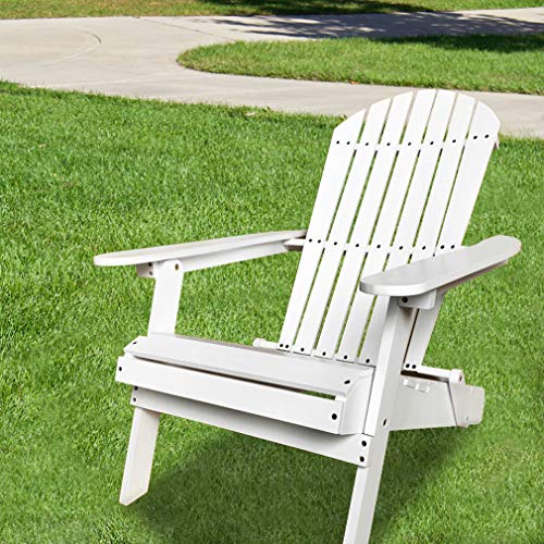 Adirondack Chair Folding Patio Chair Natural Finish White T6367