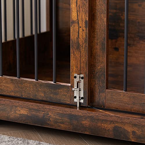 Dog Crate Furniture Table with Sliding Barn Door, 35" Wood Kennel for Dogs L6671