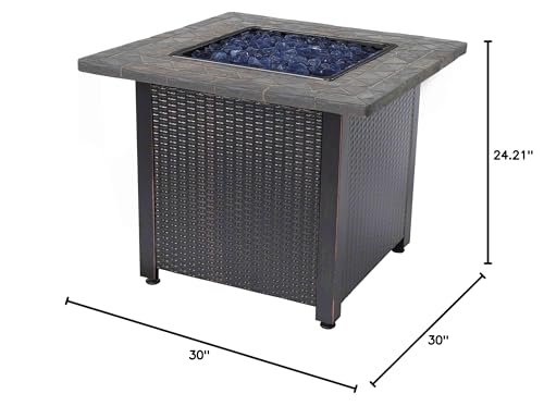 Endless Summer 30-Inch Square Propane Outdoor Fire Pit Table with Resin Mantel H7468