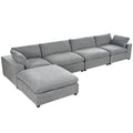 Upholstered Oversize Modular Sofa with Removable Ottoman,Sectional sofa for Living Room Apartment(5-Seater) (Beige)