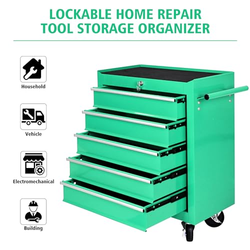 5-Drawer Rolling Tool Chest with Brake Casters, Black E95317