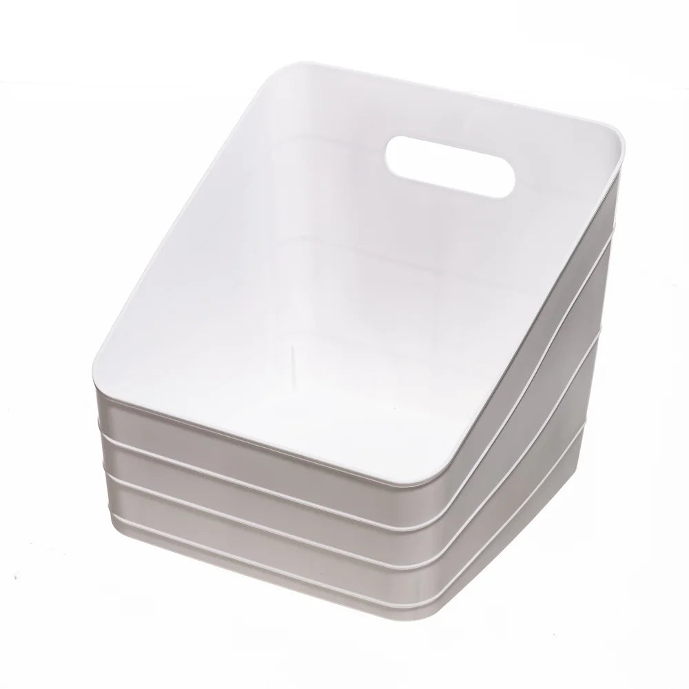 Mainstays Flexible Plastic Closet Bin, White, 4 Pack Z464192