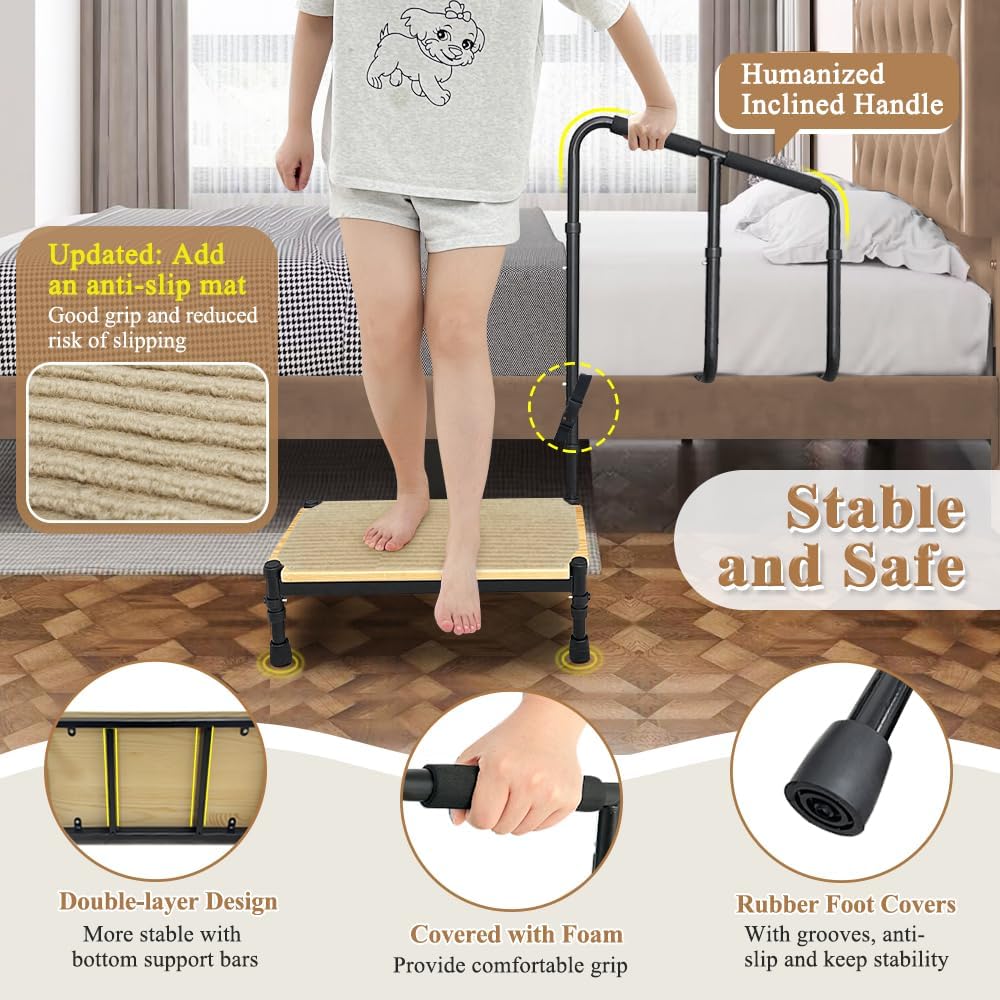 Zelen Bed Steps for High Beds with Handle for Seniors A4692