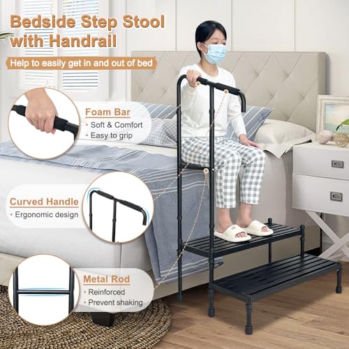 Bed Step Stool with Handle for High Beds Adults Elderly Seniors P429