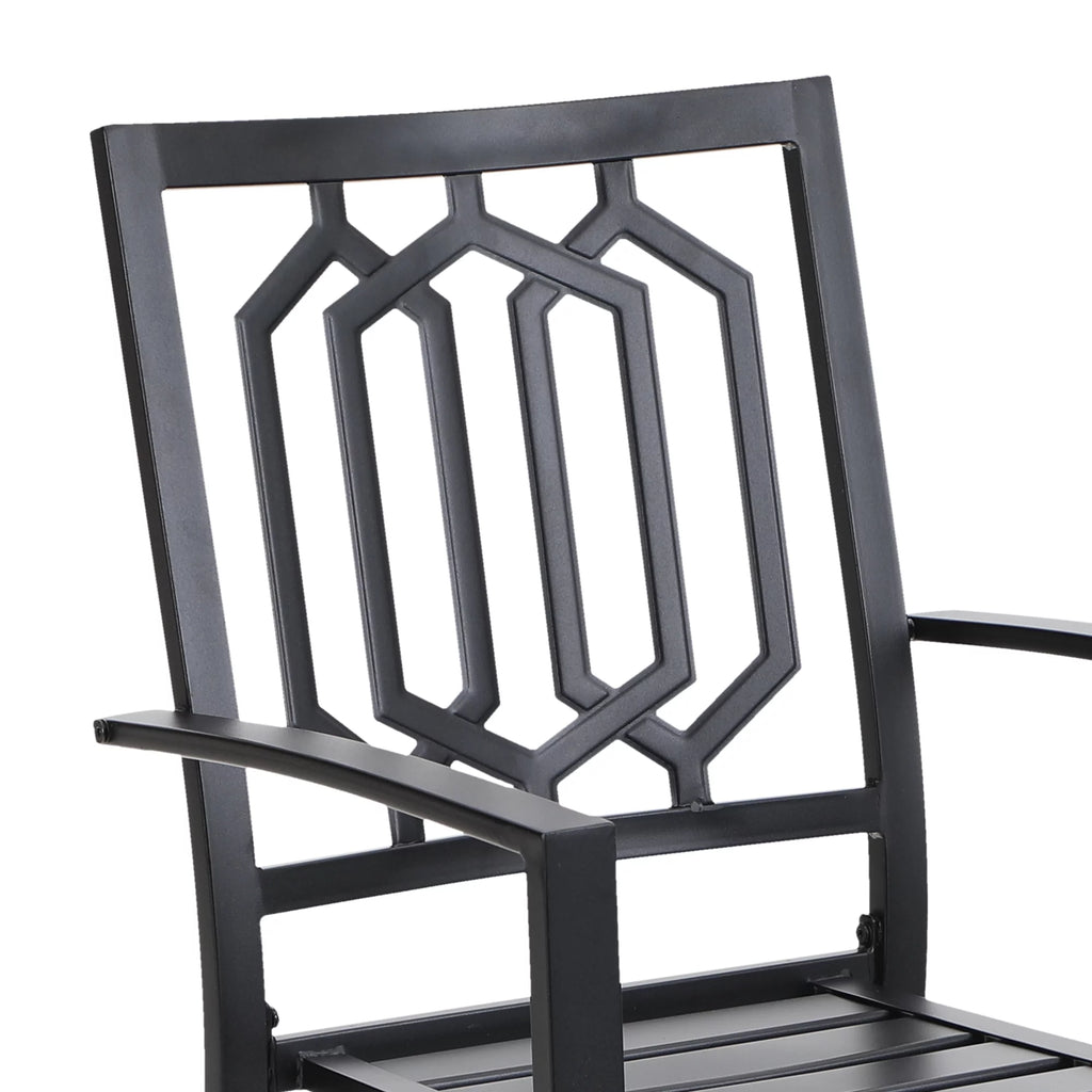 MF Studio 6-Piece Outdoor Patio Set with 10 FT Umbrella, Stacking Chairs & Square Dining Table D49515