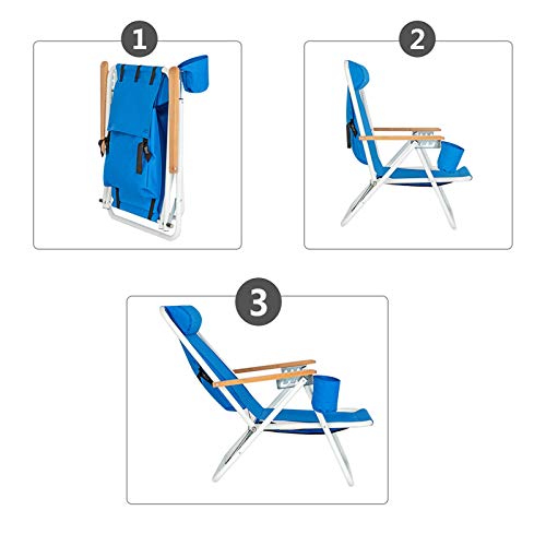 Folding Beach Chair for Adults with Cup Holder, Blue F477648