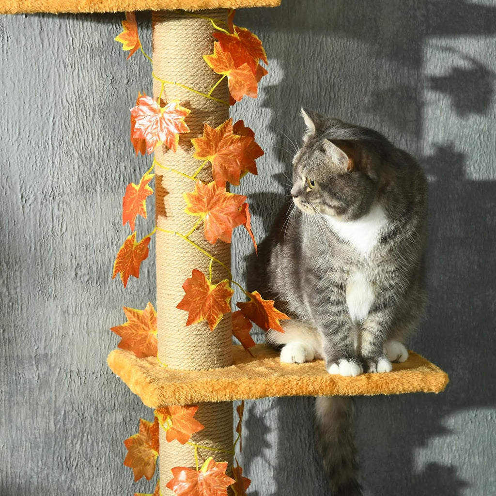Pawhut Floor to Ceiling Cat Tree, 80" - 95" Adjustable, 3-Level with Sisal Scratching Post D4704