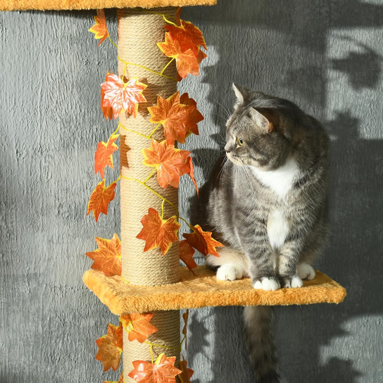 Pawhut Floor to Ceiling Cat Tree, 80" - 95" Adjustable, 3-Level with Sisal Scratching Post D4704
