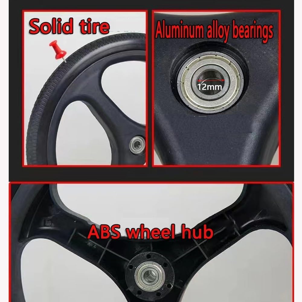 16Inch Wheelchair Replacement Rear Wheels with 12mm Bearings, Non-Slip, 1 Pair L51596