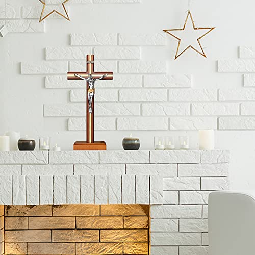 KUXBET Crucifix Cross Catholic 10.7 Inch Wooden Jesus Christ Wall Hanging or Tabletop G934