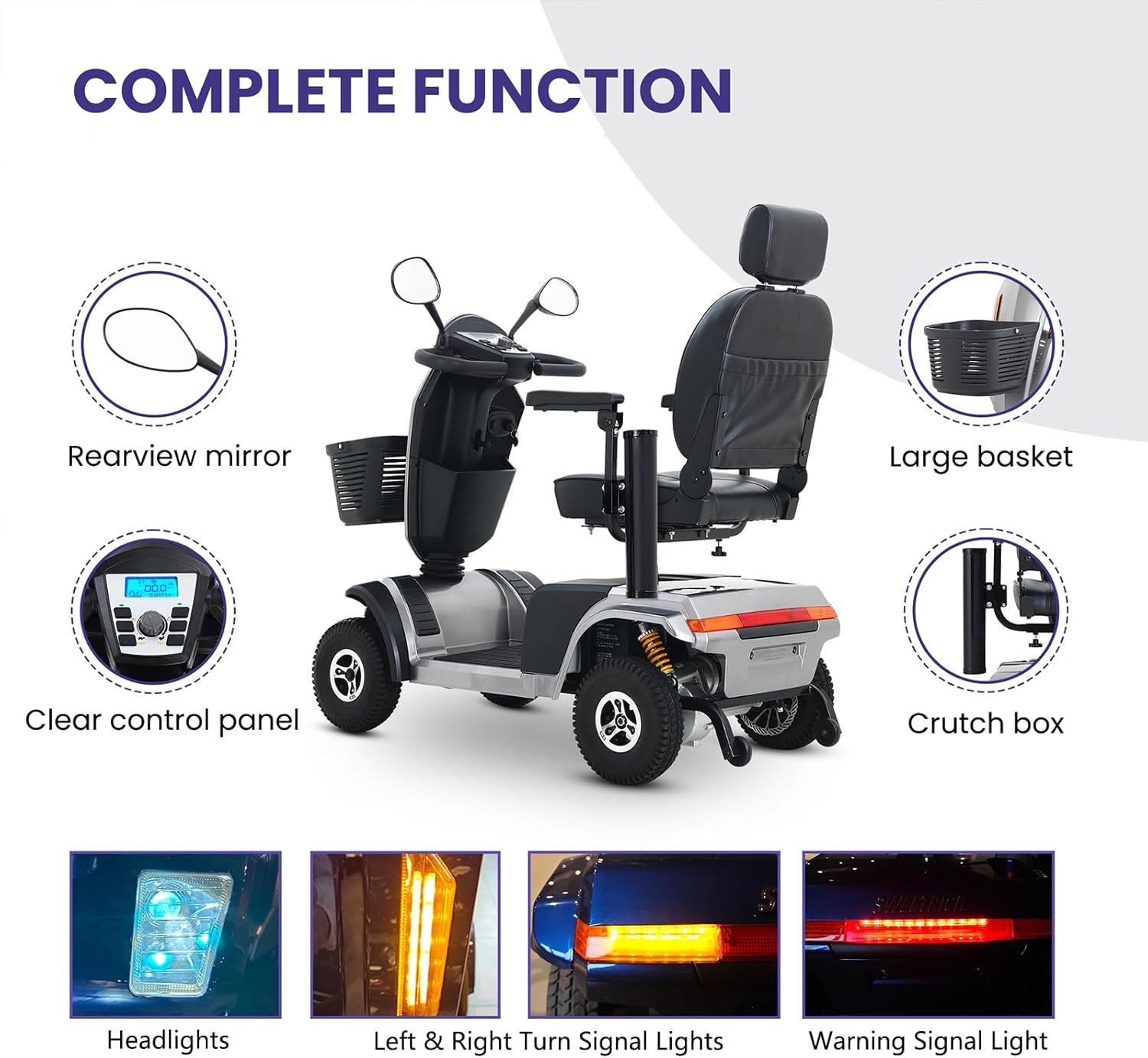 Tamco Mobility Scooter 4 Wheel Electric Scooter for Adults Seniors, 350lbs Capacity, All Terrain, Grey J587746