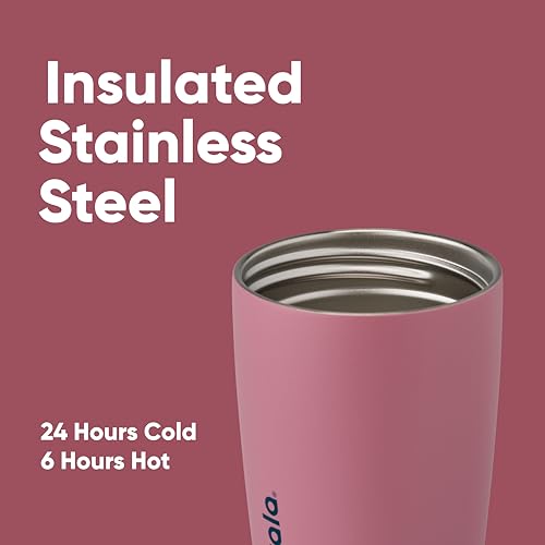 Owala SmoothSip Slider Insulated Stainless Steel Coffee Tumbler 12 oz, Purple/Pink U37182