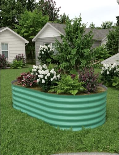 4x2x2Ft Oval Galvanized Steel Raised Garden Bed - Outdoor Metal Planter Box for Vegetables, Flowers, Herbs L43315