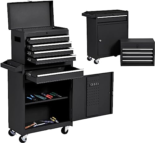 5-Drawer Rolling Tool Cart with Wheels, Black V51953