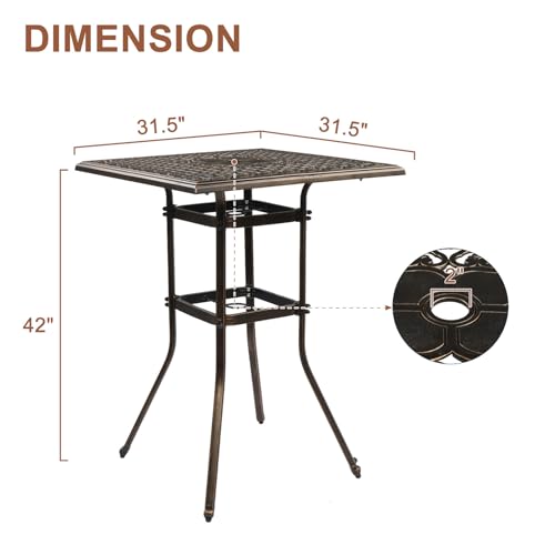 BIVVI 32" Cast Aluminum Round Outdoor Side Table, Black I657