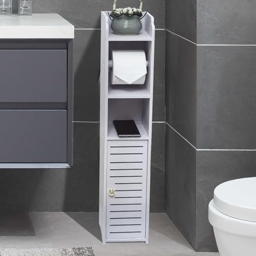 D&Joy Toilet Paper Holder Stand, 4-Tier Bathroom Storage Rack, White K596