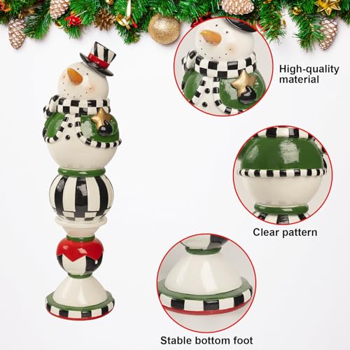 Black and White Checkered Snowman Christmas Decorations Indoor W584
