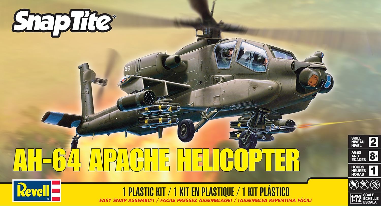 Revell SnapTite Apache Helicopter Plastic Model Kit Brown R5663