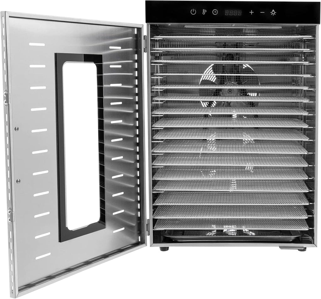 16 Tray Stainless Steel Food Dehydrator with Adjustable Temperature and Timer Q37753