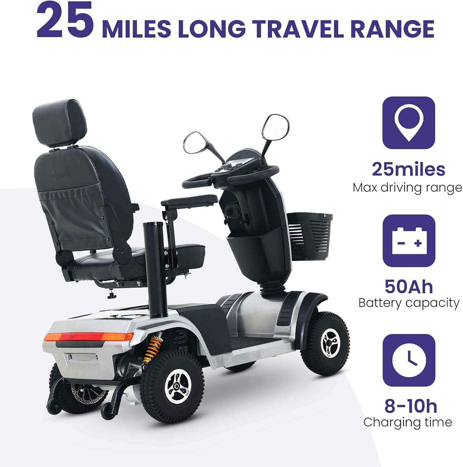 Tamco Mobility Scooter 4 Wheel Electric Scooter for Adults Seniors, 350lbs Capacity, All Terrain, Grey J587746
