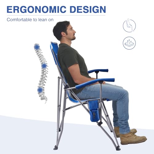 EVER ADVANCED Folding Camping Chair with Padded Armrest and Cup Holder J29990
