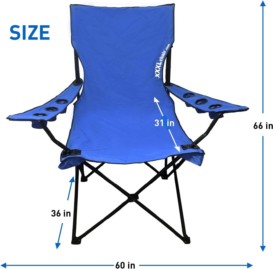 Giant Oversized Folding Camping Beach Chair with 6 Cup Holders W12109