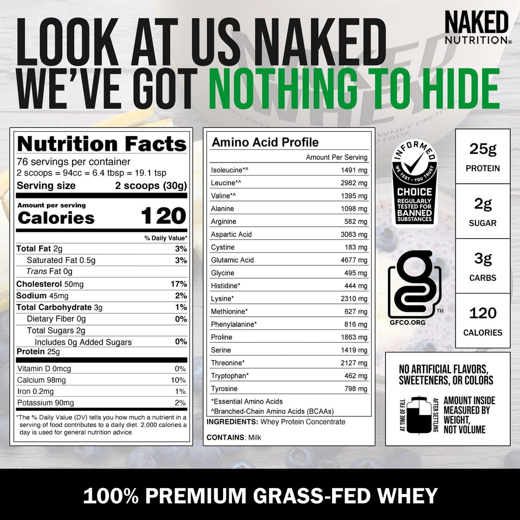 NAKED Grass Fed Protein Bundle: 5LB Unflavored Whey & Casein S21658
