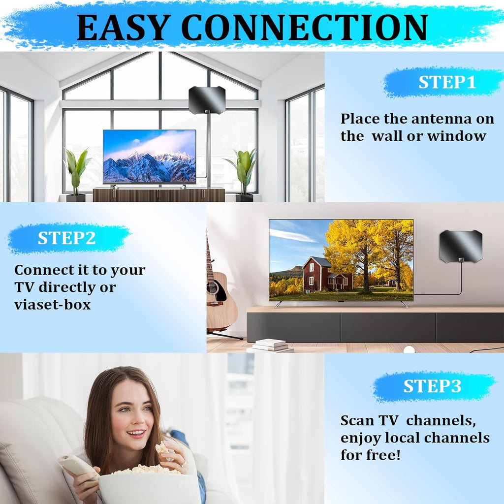 TV Antenna for Smart TV, Indoor Outdoor, Amplified HD 4K 1080p P855