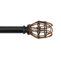 66"-120" 7/8" dia. Drapery Single Curtain Rod Set with Rattan Tulip _Matte Black