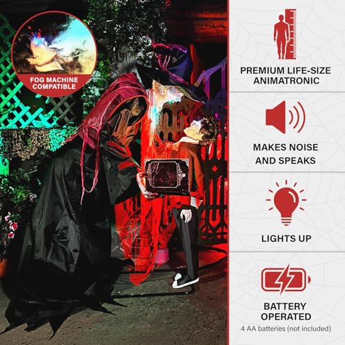 Haunted Hill Farm Soul Sucker Demon Reaper with Child by Tekky, Motion-Activated Halloween Animatronic Q202293