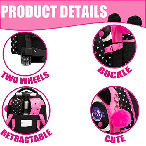 Girls Rolling Backpack with Wheels for Elementary Students T970