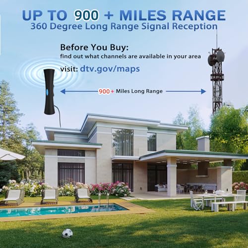 TV Antenna for Smart TV, 920+ Miles Range, Indoor Outdoor, 4K 8K HD with Amplifier K9560