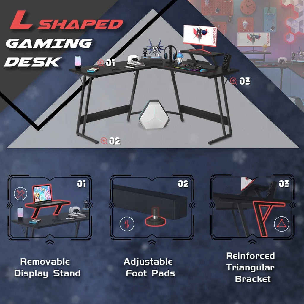 Homall L Shaped Gaming Desk Computer Corner Desk Black W85603