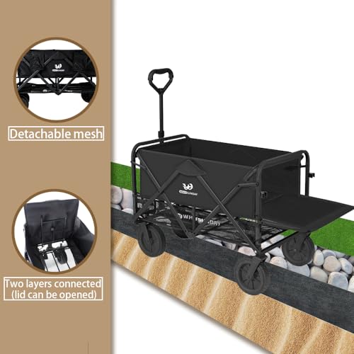 Collapsible Double Decker Wagon with Tailgate, All-Terrain Wheels U8438