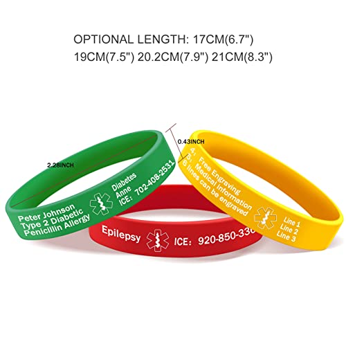 Custom Silicone Medical ID Bracelet Waterproof for Men Women K658