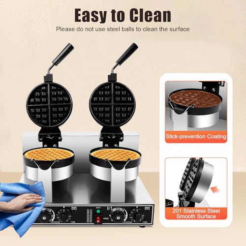 Commercial Electric Waffle Maker 2400W Double-Head Non-Stick Belgian K169