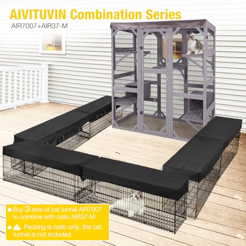 Aivituvin Cat House Outdoor Catio with Large Door, Wooden Cat Cage Indoor Playpen, 70 Inch I919236